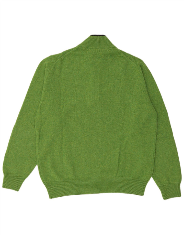 Męski sweter z zamkiem błyskawicznym Fred Perry, średnia zielona wełna