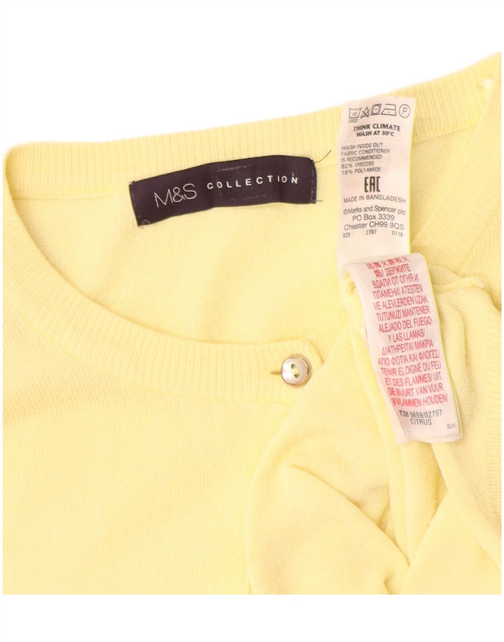 Marks & Spencer Damski sweter rozpinany UK 16, duży, żółty, wiskoza