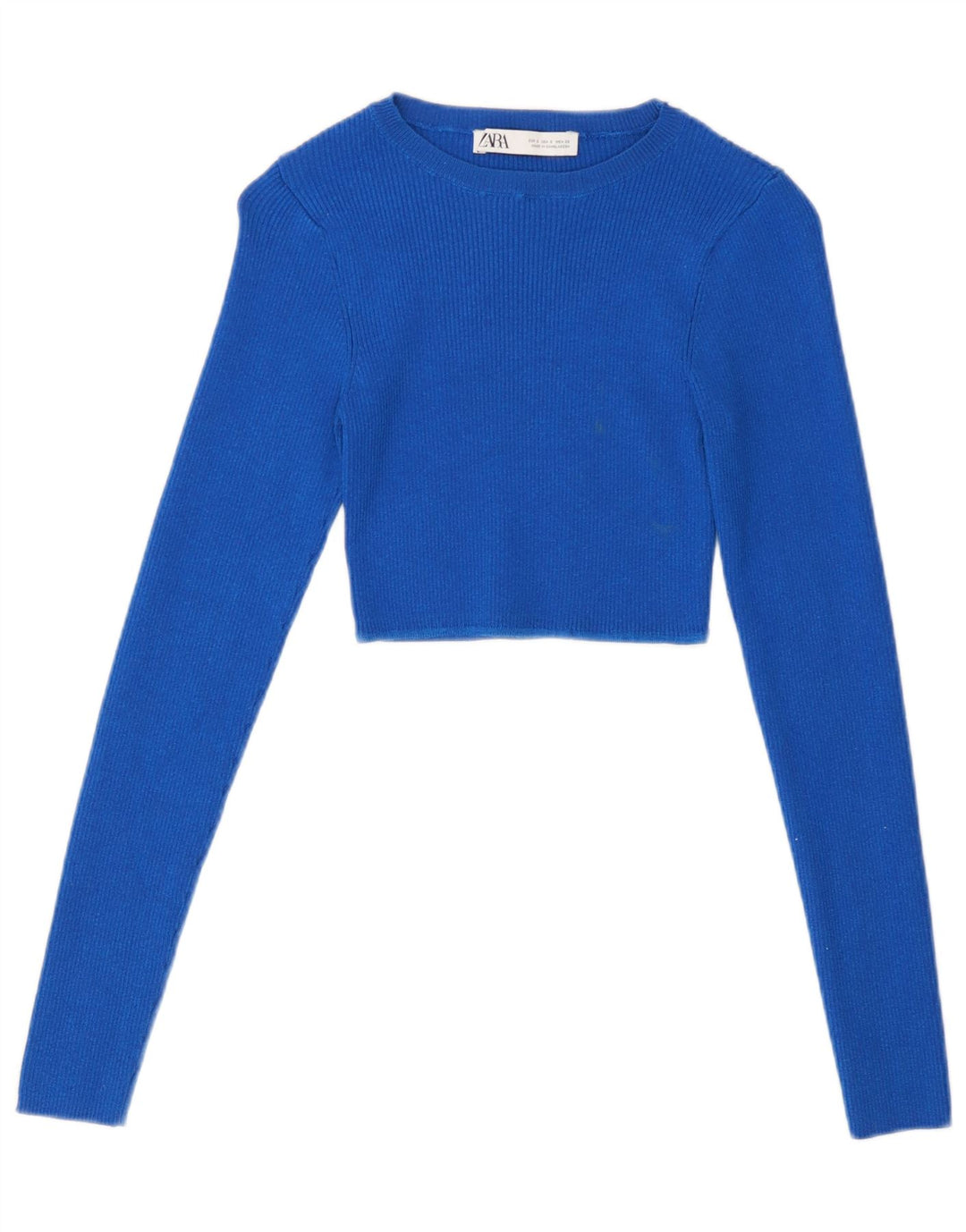 Damski krótki top Zara z długim rękawem UK 8 Small Blue Wiskoza
