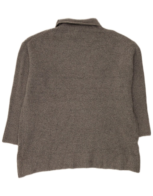 Damski sweter oversize Zara z wywijanym dekoltem UK 10, mały, szary, akrylowy