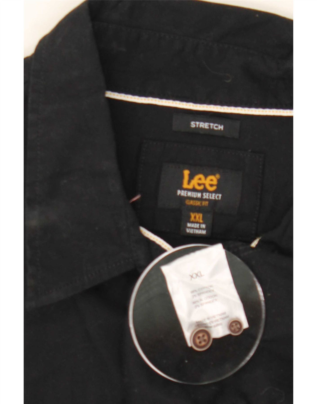 Koszula męska Lee ze stretchem 2XL, czarna, bawełniana