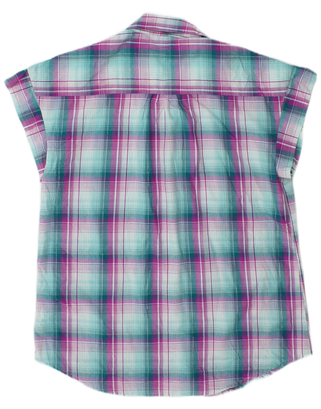 Damska koszulka bez rękawów Lee Riders UK 14, poliester w średnią zieloną kratkę