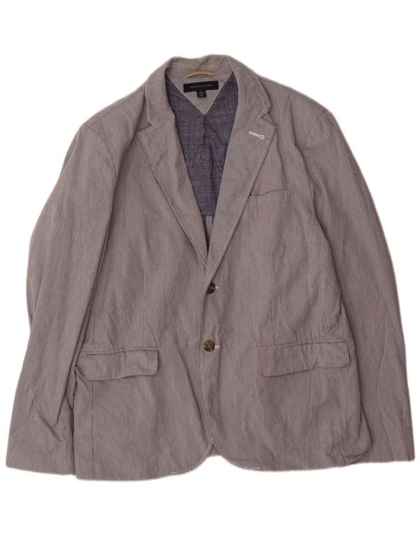 Męska marynarka zapinana na 2 guziki Tommy Hilfiger UK 42 XL Szara, bawełniana w prążki