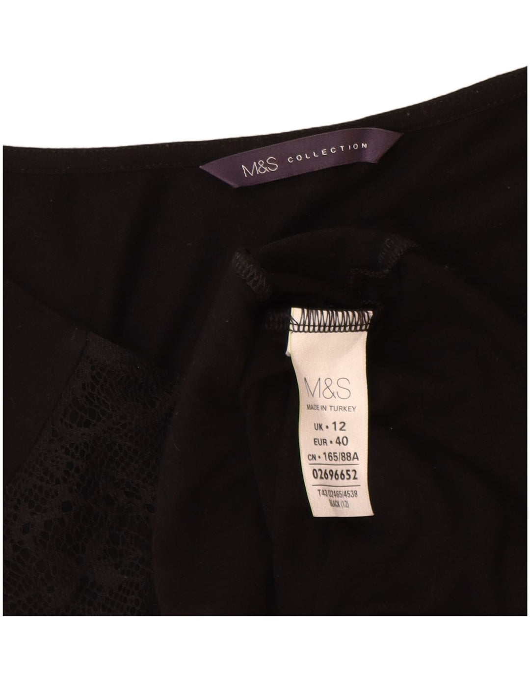Marks & Spencer Damski top z długim rękawem UK 12, średni czarny wiskoza