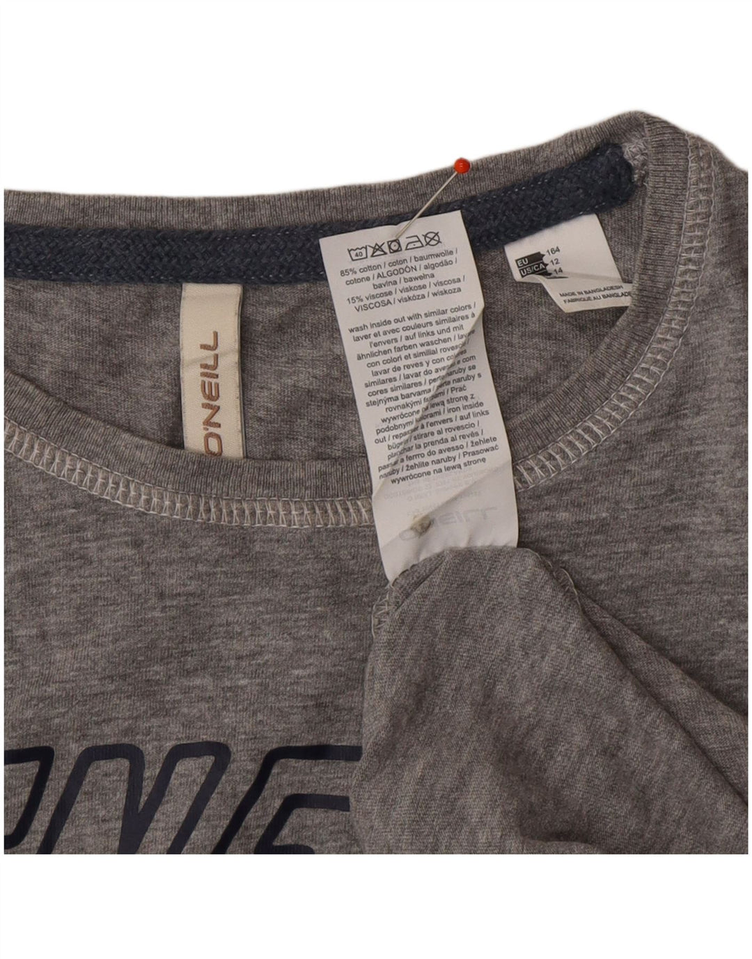 O'NEILL Boys Graphic T-Shirt Top 13-14 Years Grey Cotton