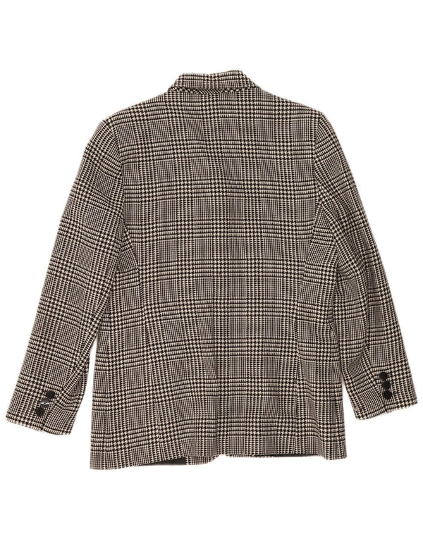 Marks & Spencer Womens 3 Button Blazer Jacket UK 14 Large Black Houndstooth