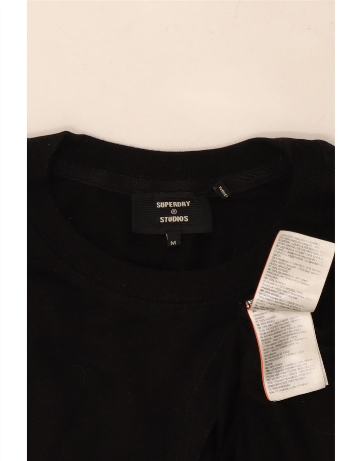 SUPERDRY Męski T-shirt Top Średni Czarny Bawełniany