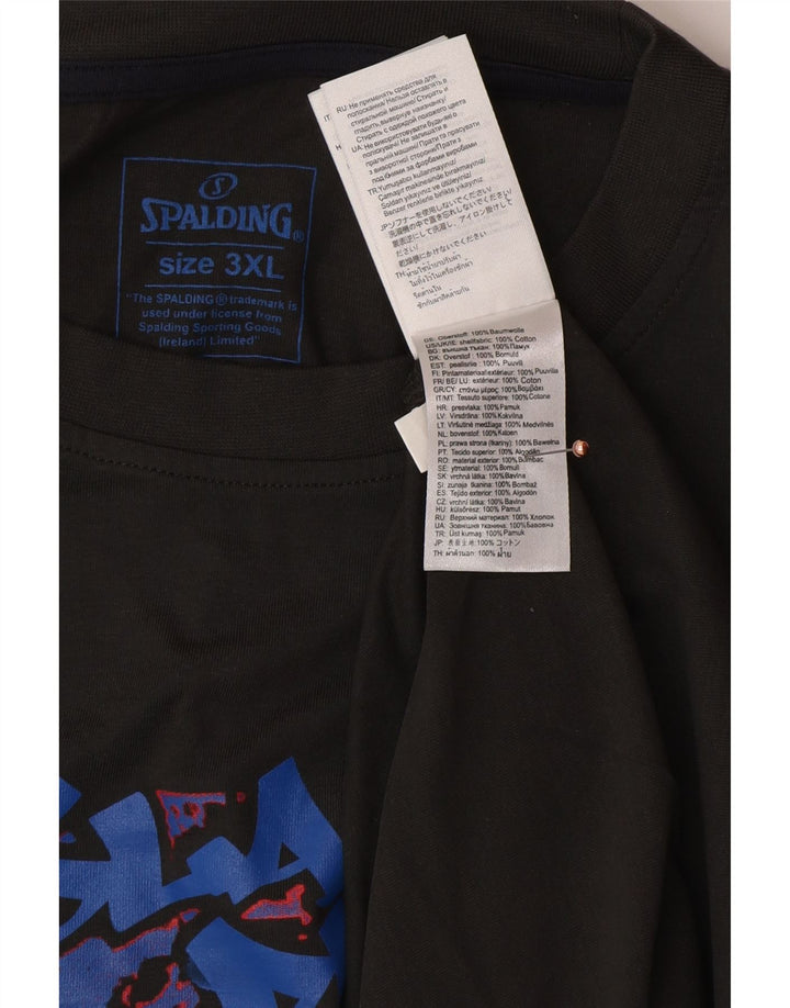Męska koszulka z grafiką SPALDING Top 3XL, szara, bawełniana