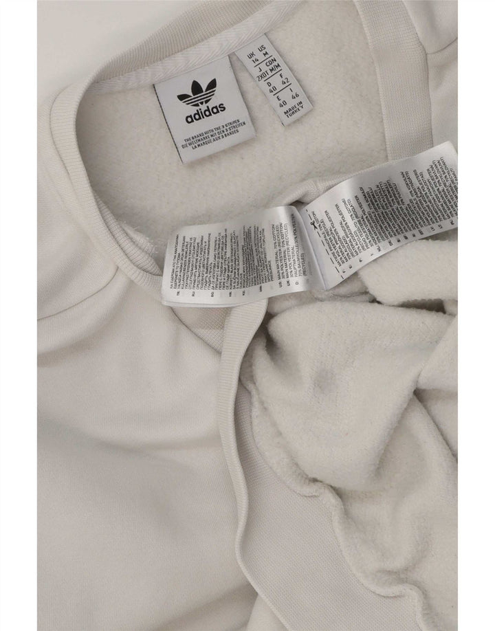 Damska bluza oversize Adidas Jumper UK 14 Średnia biała bawełna