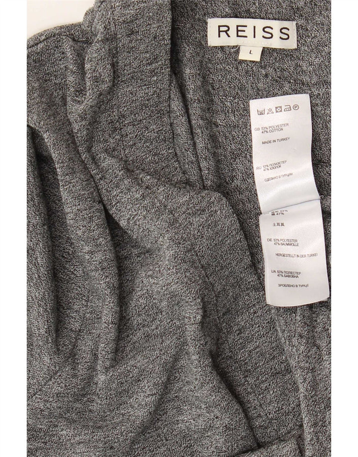 Reiss Męski sweter kardigan, duży, szary, nakrapiany poliester