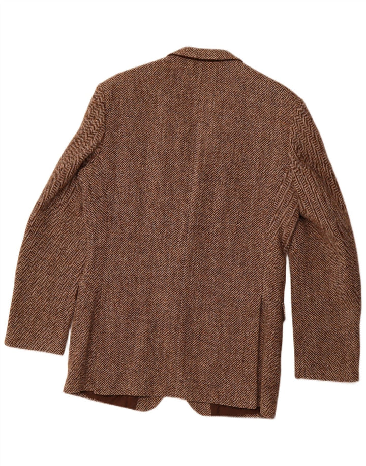 Męska marynarka zapinana na 2 guziki ST MICHAEL UK 38 Średni brązowa wełna w jodełkę