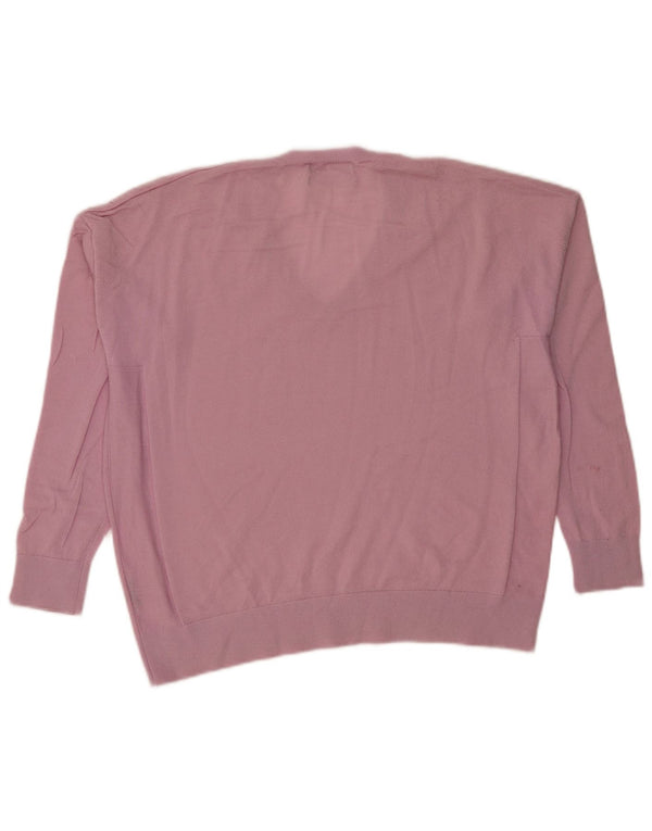 Marks & Spencer Damski sweter oversize z dekoltem w kształcie litery V, UK 14, średni róż