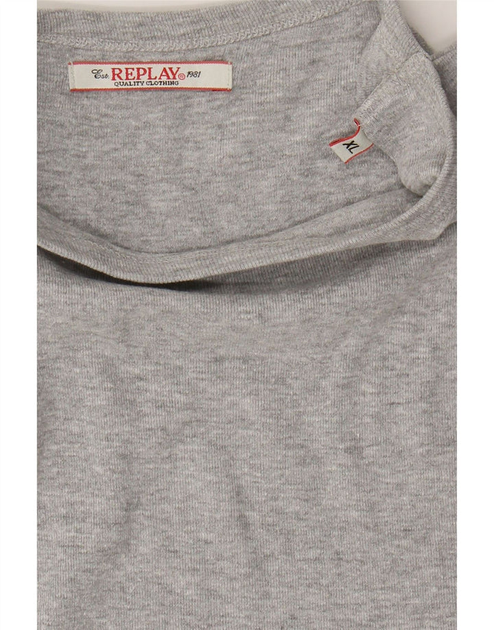 REPLAY Womens T-Shirt Top UK 18 XL Grey Vintage Replay and Second-Hand Replay from Messina Hembry 