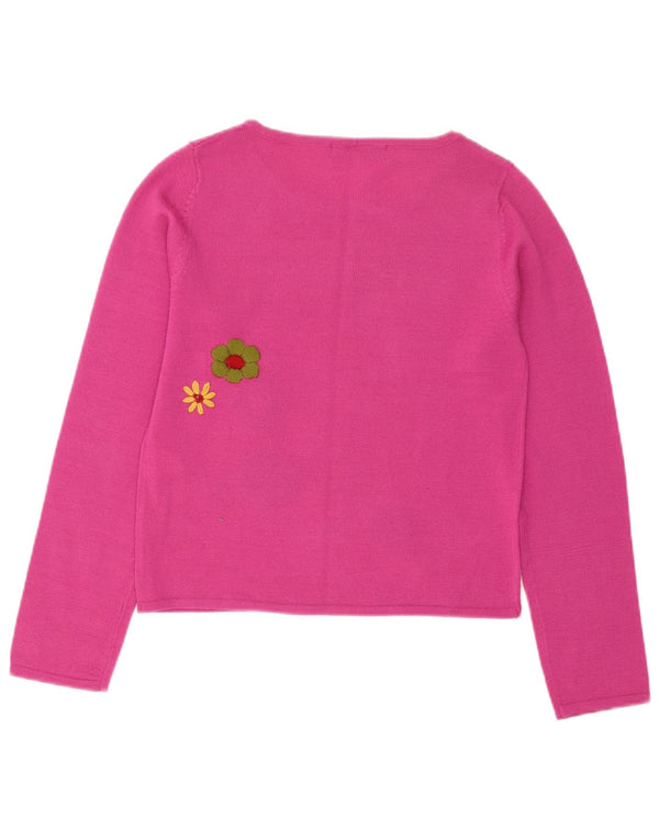 Damski sweter Zara Crop Boat Neck Sweter UK 12 Średni różowy kwiatowy akryl