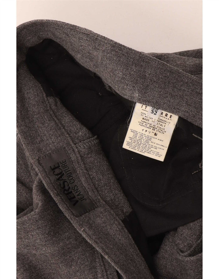 Męskie proste spodnie garniturowe Versace IT 52 XL W38 L29 Szara wełna