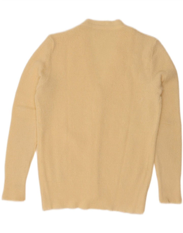 Sweter damski w stylu vintage, kardigan UK 12, średni żółty