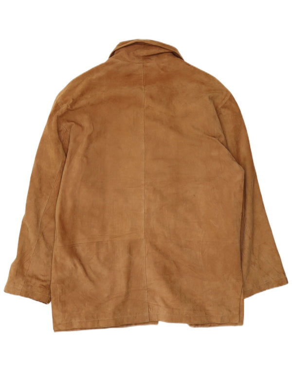 Zamszowa kurtka damska VINTAGE UK 16, duża brązowa skóra