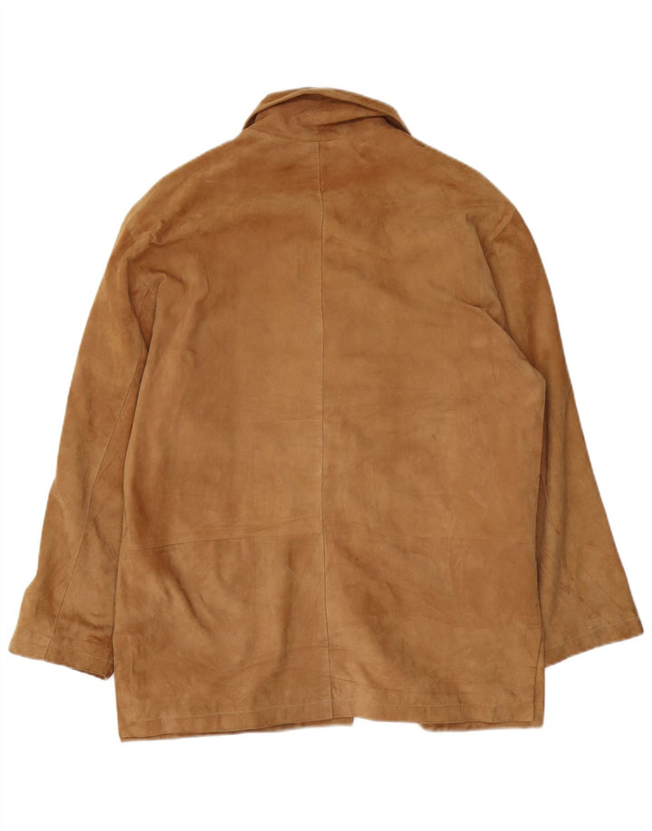 Zamszowa kurtka damska VINTAGE UK 16, duża brązowa skóra