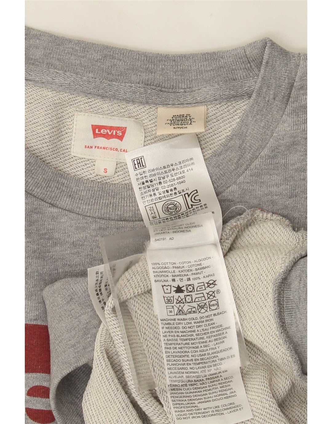 Męska bluza z grafiką Levi's, mała, szara, bawełniana