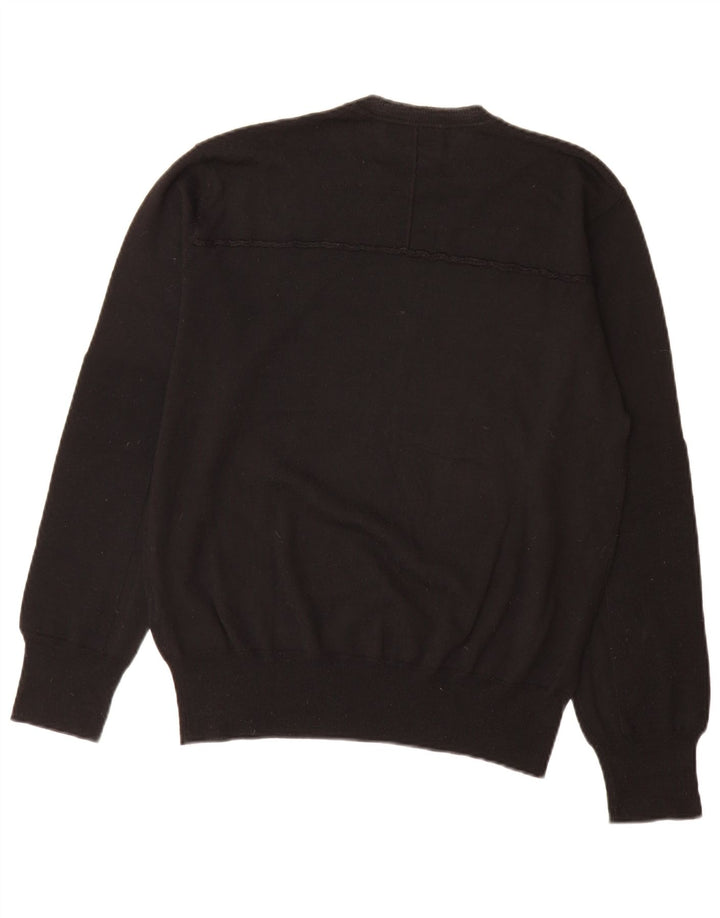 Męski sweter z okrągłym dekoltem Zara XL, czarna wełna