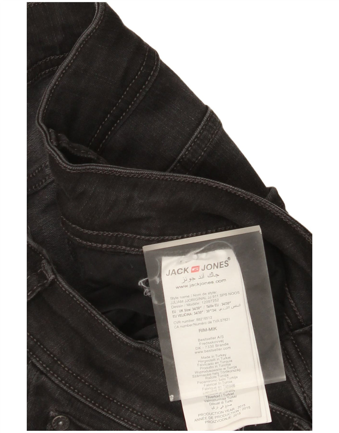 Męskie jeansy typu slim Jack & Jones W34 L30, czarne, bawełniane