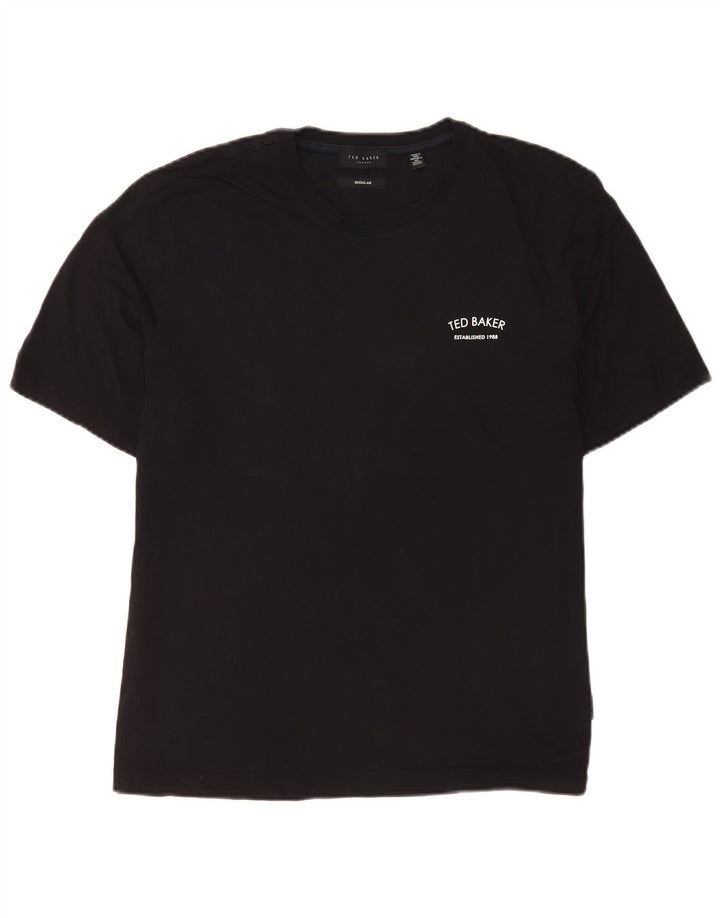 Ted Baker Męski T-shirt o regularnym kroju, średni czarny, bawełniany