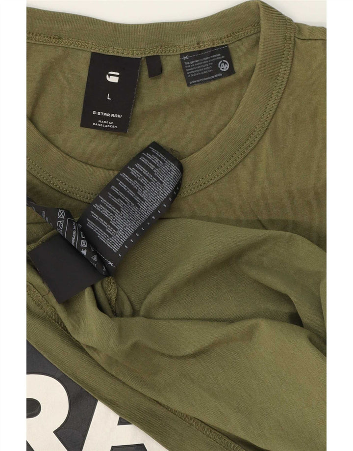 Męska koszulka z grafiką G-Star, duża, bawełniana w kolorze khaki