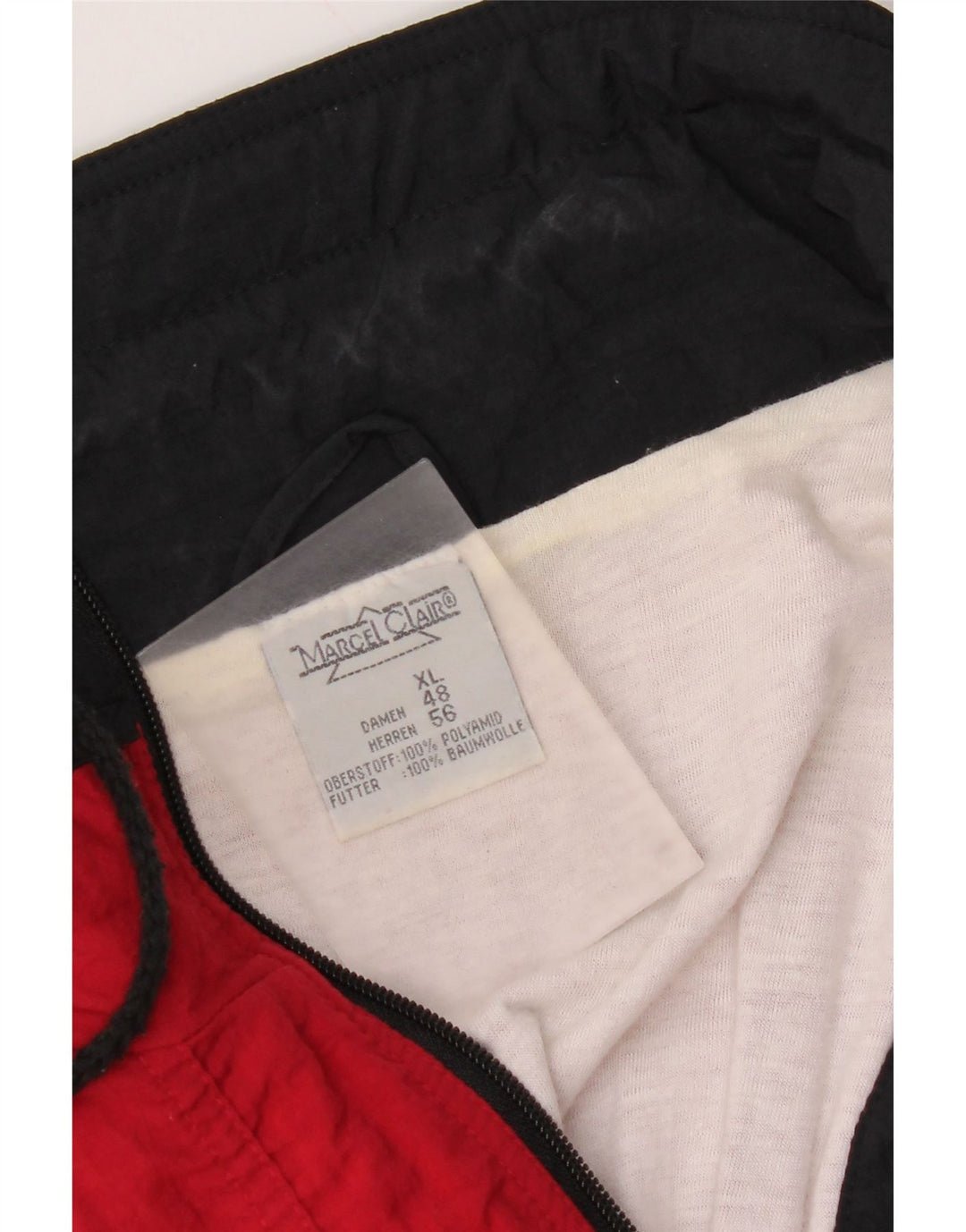 Marcel Clair Męska kurtka Anorak UK 42 XL, czerwony poliamid z blokami kolorów