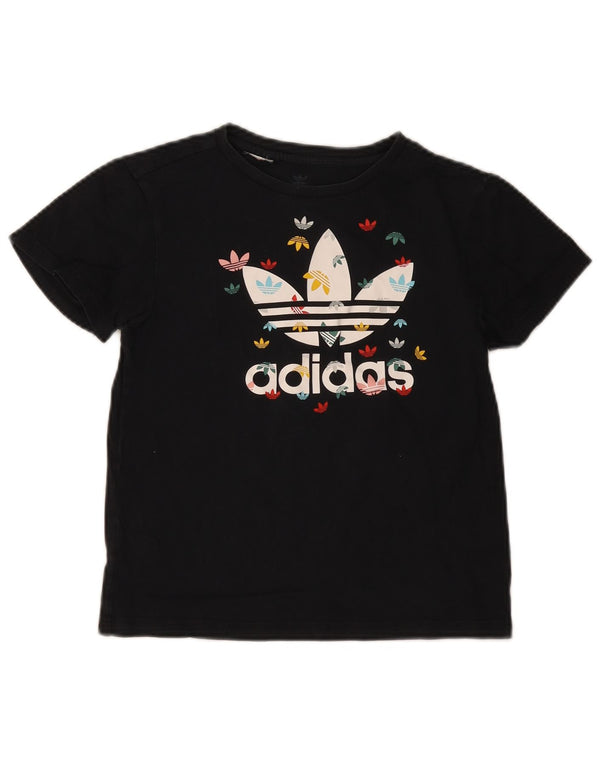 Dziewczęca koszulka z grafiką Adidas Top 10-11 lat w kolorze czarnym