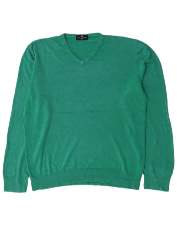 Męski sweter Marks & Spencer Blue Harbor z dekoltem w kształcie litery V, duży, zielony