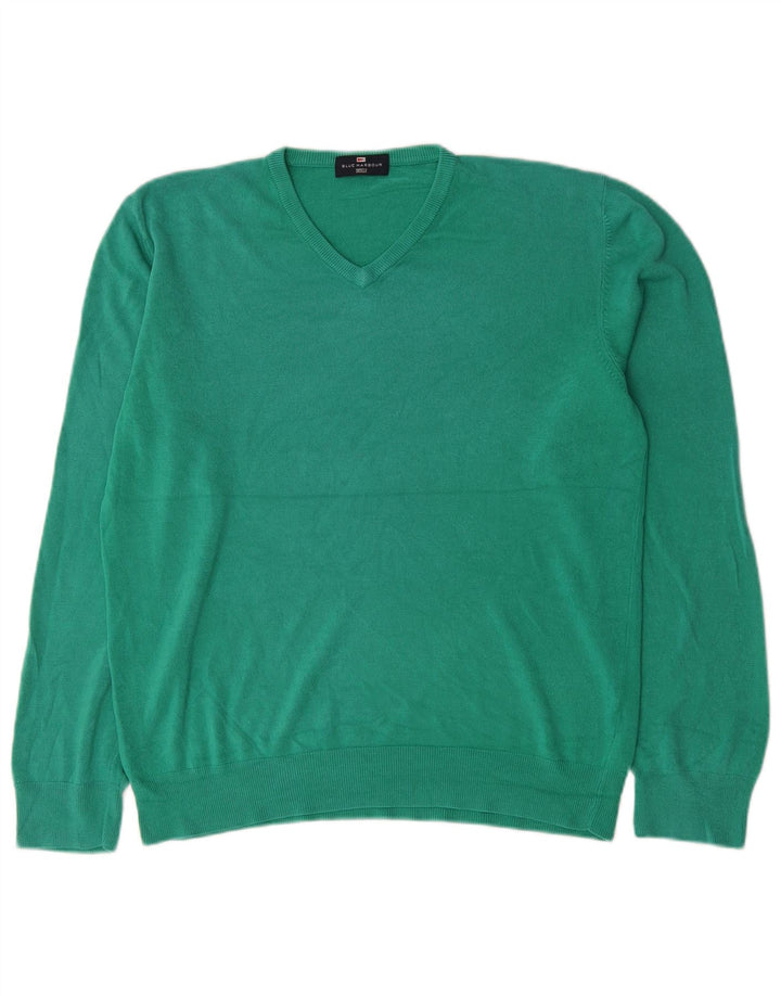 Męski sweter Marks & Spencer Blue Harbor z dekoltem w kształcie litery V, duży, zielony