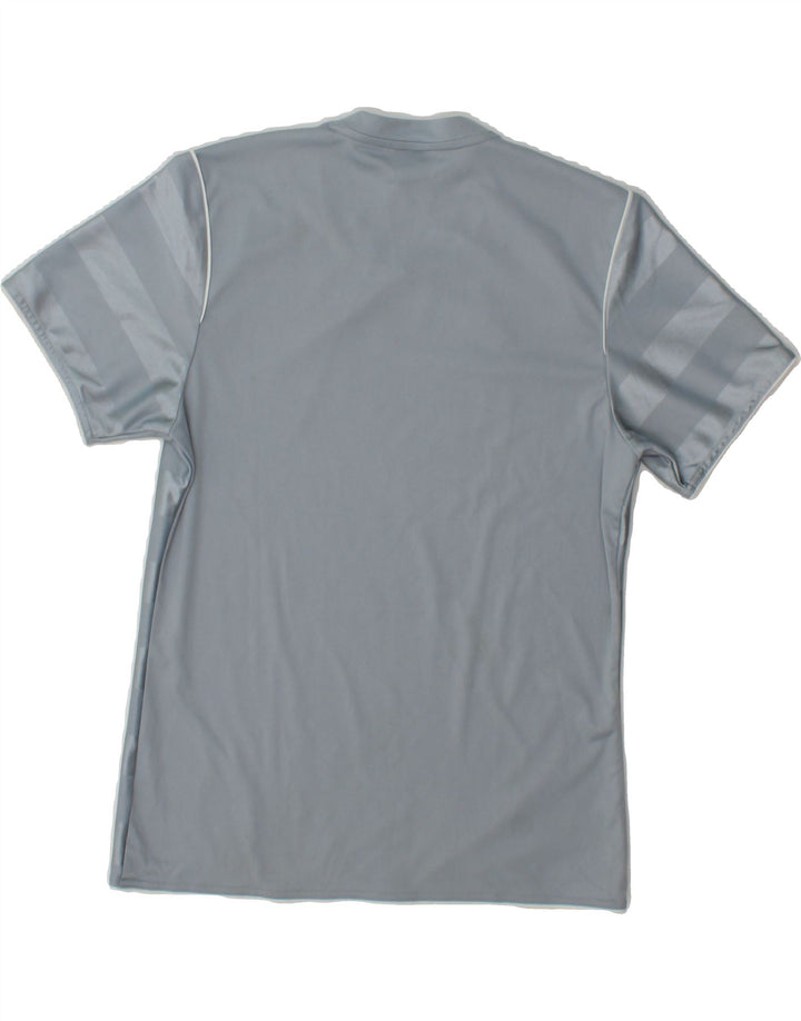 ADIDAS Mens T-Shirt Top Small Grey Striped Polyester Vintage Adidas and Second-Hand Adidas from Messina Hembry 