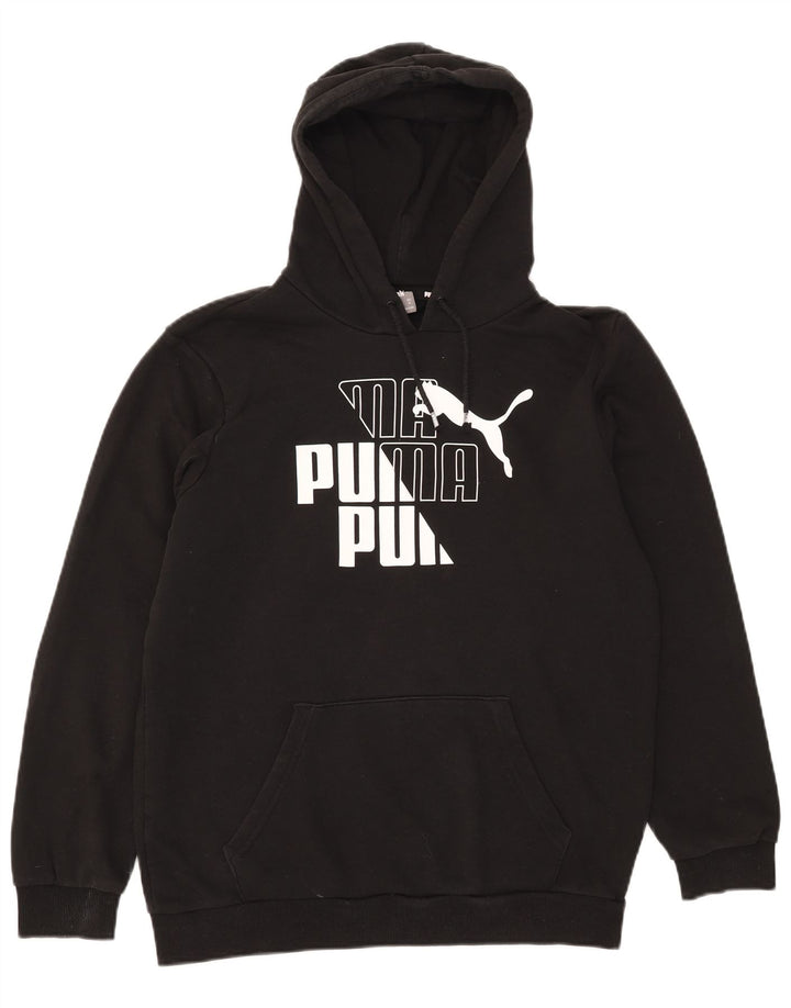 Męski sweter z kapturem Puma z grafiką, średni czarny, bawełniany