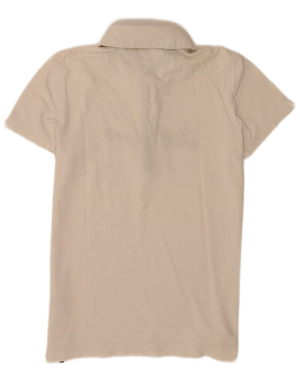 Damska koszulka polo Tommy Hilfiger USA Graphic UK 14, duża, biała bawełna