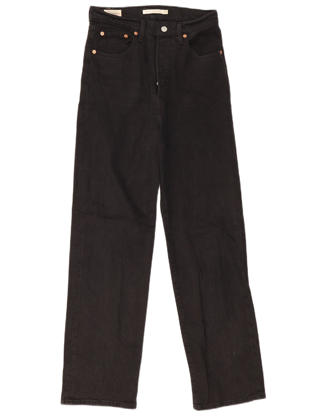 Damskie jeansy Levi's Ribcage Straight W27 L29 Czarne bawełniane