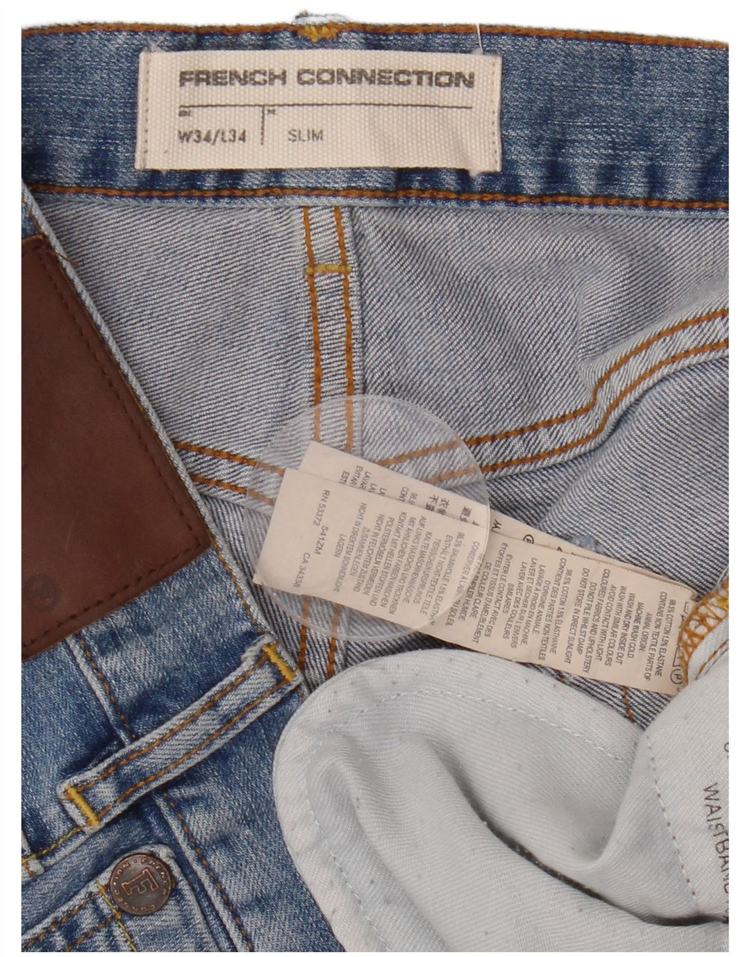 FRENCH CONNECTION Męskie jeansy slim W34 L34 Niebieska bawełna