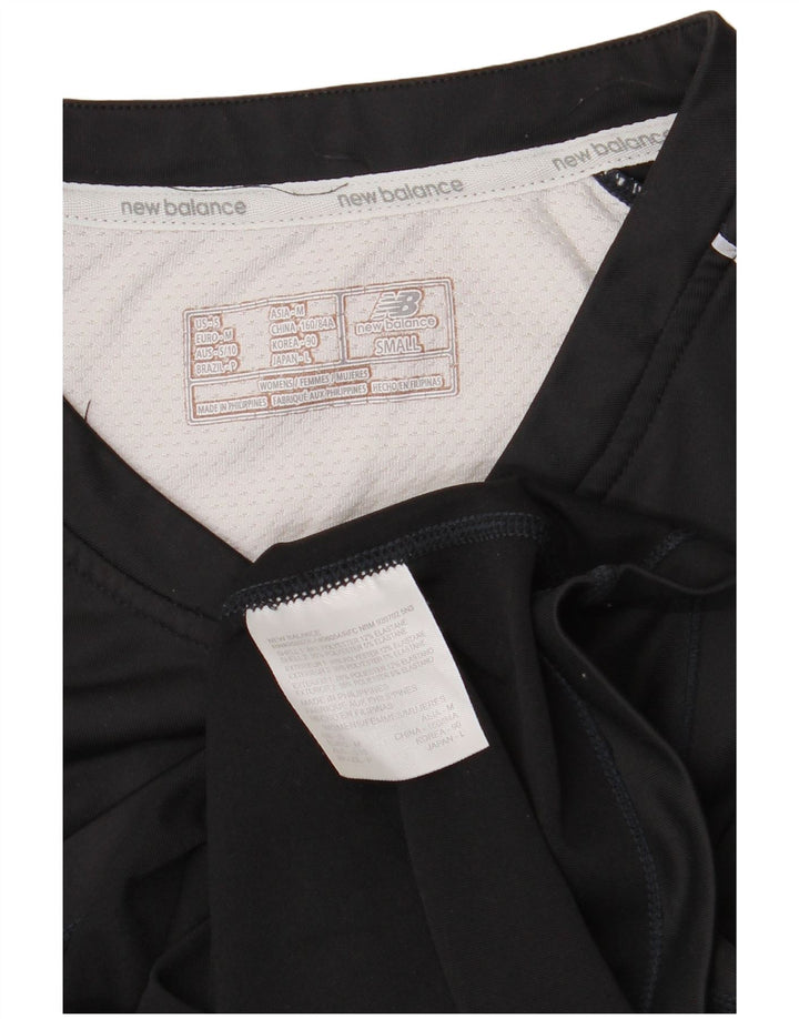 T-shirt damski New Balance Top UK 10, mały, czarny poliester z blokami kolorów