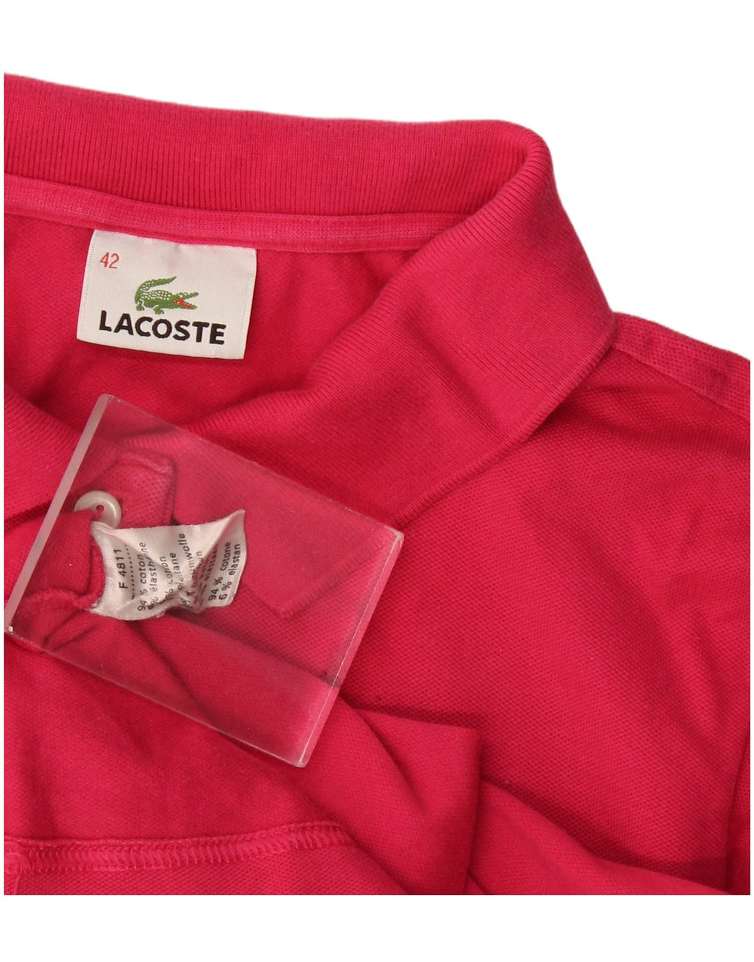 Damska koszulka polo Lacoste, rozmiar 42, duża, różowa, bawełniana