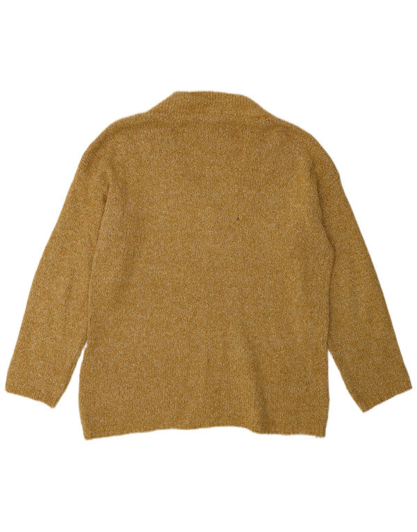 Massimo Dutti Womens V-Neck Jumper Sweater UK 10 Small Yellow Flecked