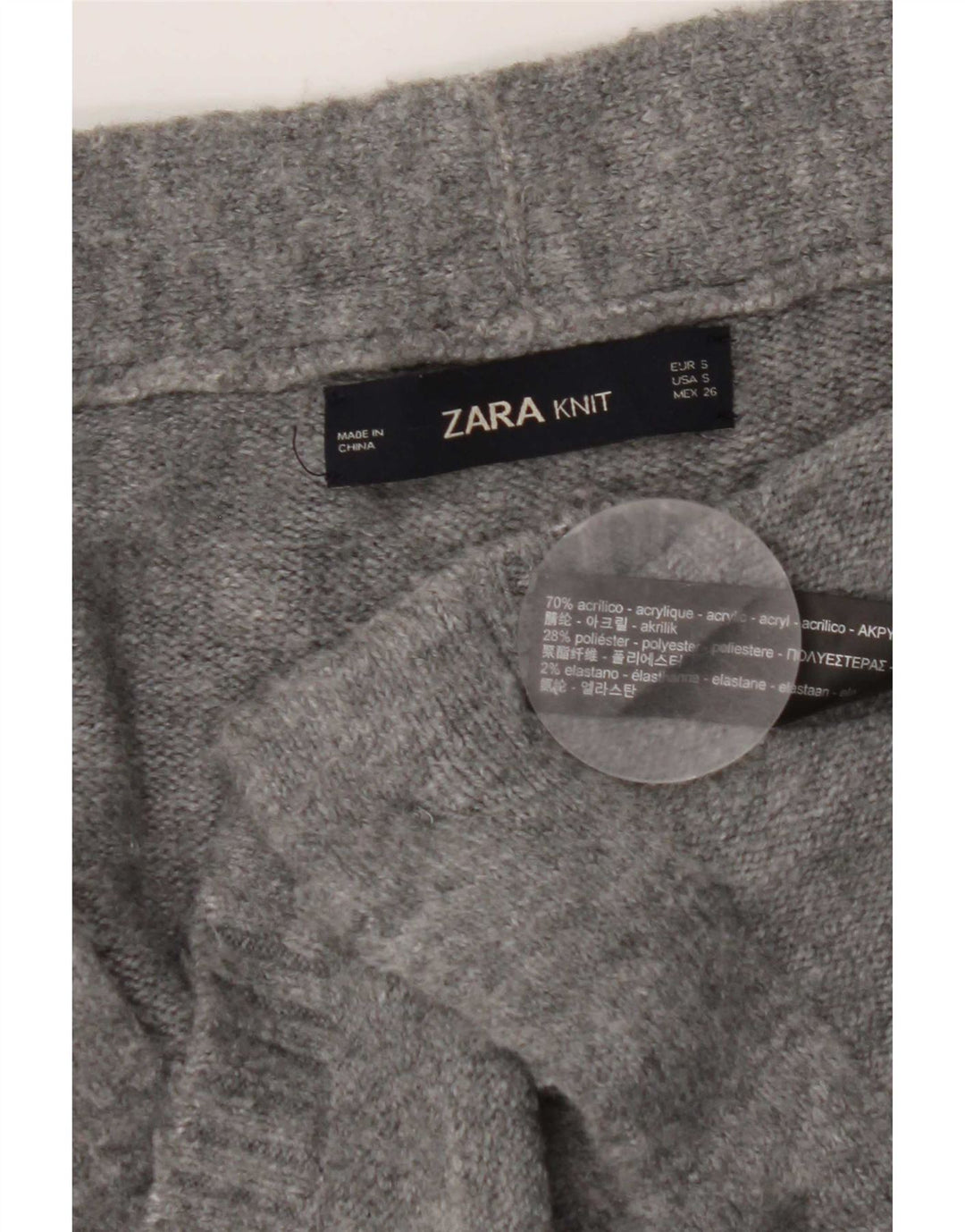 Damski sweter oversize Zara UK 10 Small Szary Akryl
