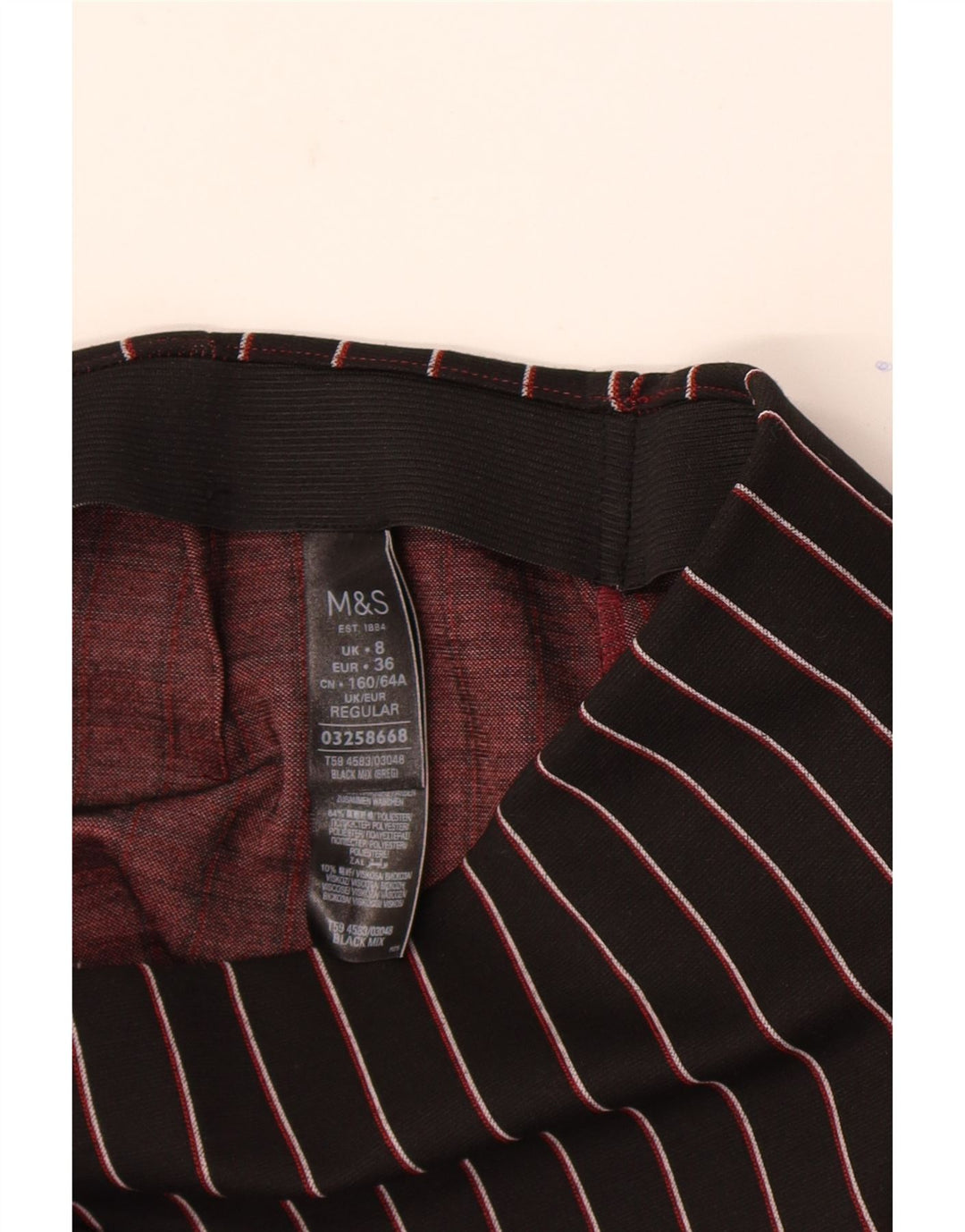 Marks & Spencer Damska spódnica mini UK 8 Small W26, poliester w czarne paski