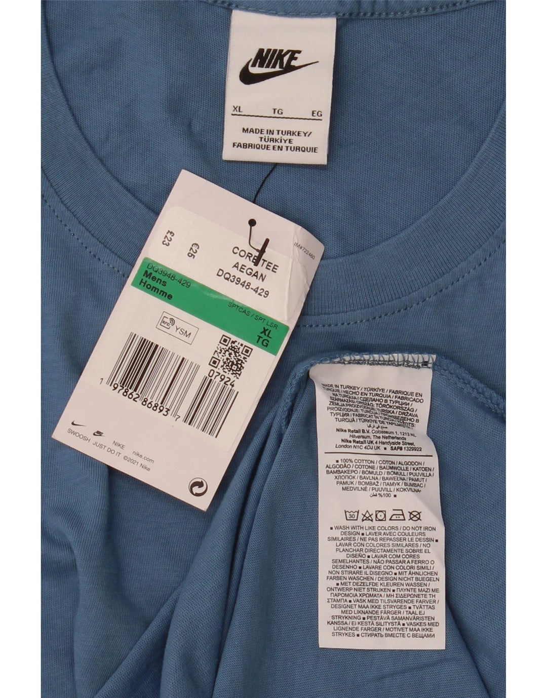 T-shirt męski Nike, XL, niebieski, bawełniany