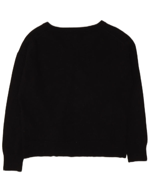 Sweter damski Massimo Dutti z dekoltem w kształcie litery V, UK 14, średnia czarna wełna