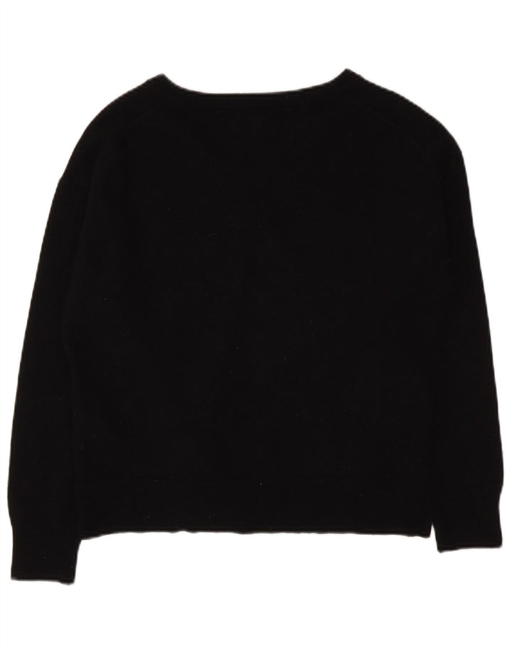 Sweter damski Massimo Dutti z dekoltem w kształcie litery V, UK 14, średnia czarna wełna
