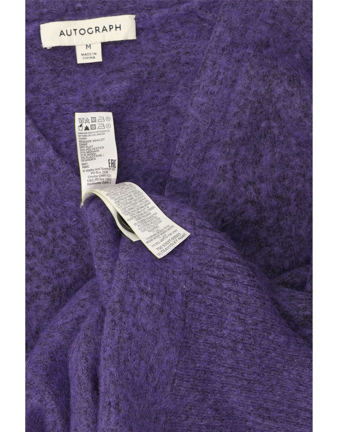 Marks & Spencer Damski sweter z autografem, UK 14, średni fiolet