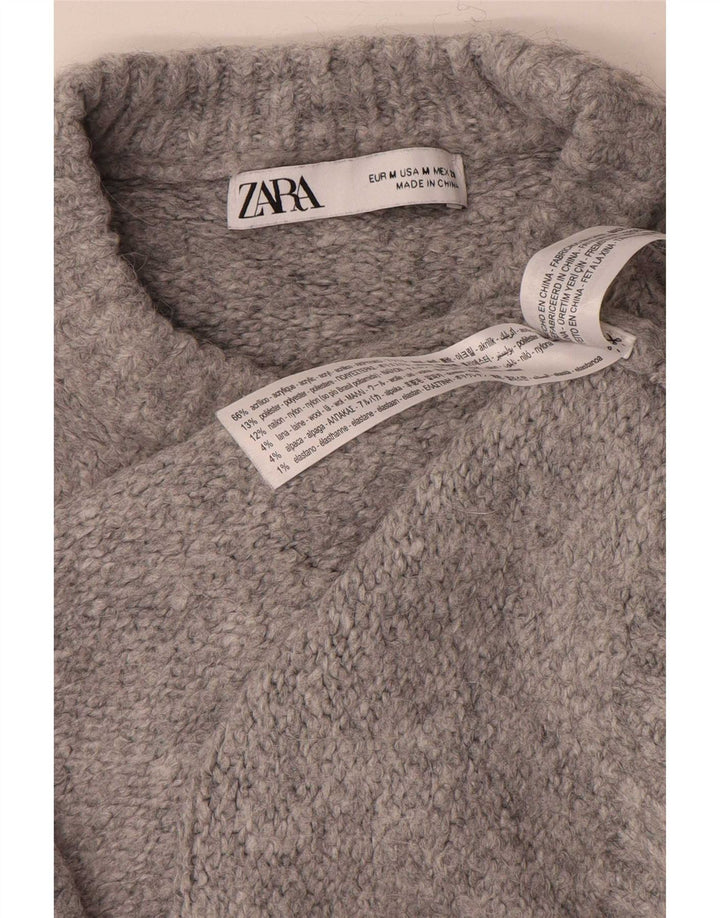 Damski sweter oversize z wycięciem pod szyją Zara UK 14 Średni szary nakrapiany