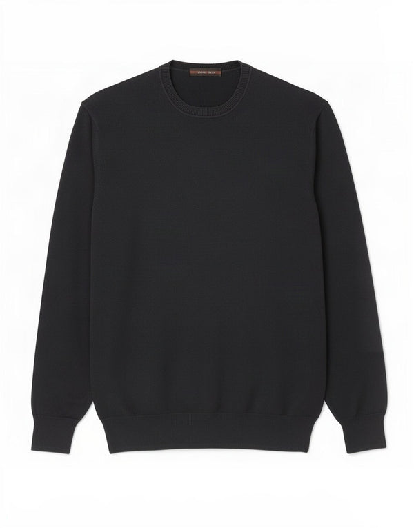 Męski sweter z okrągłym dekoltem Zara XL, czarny