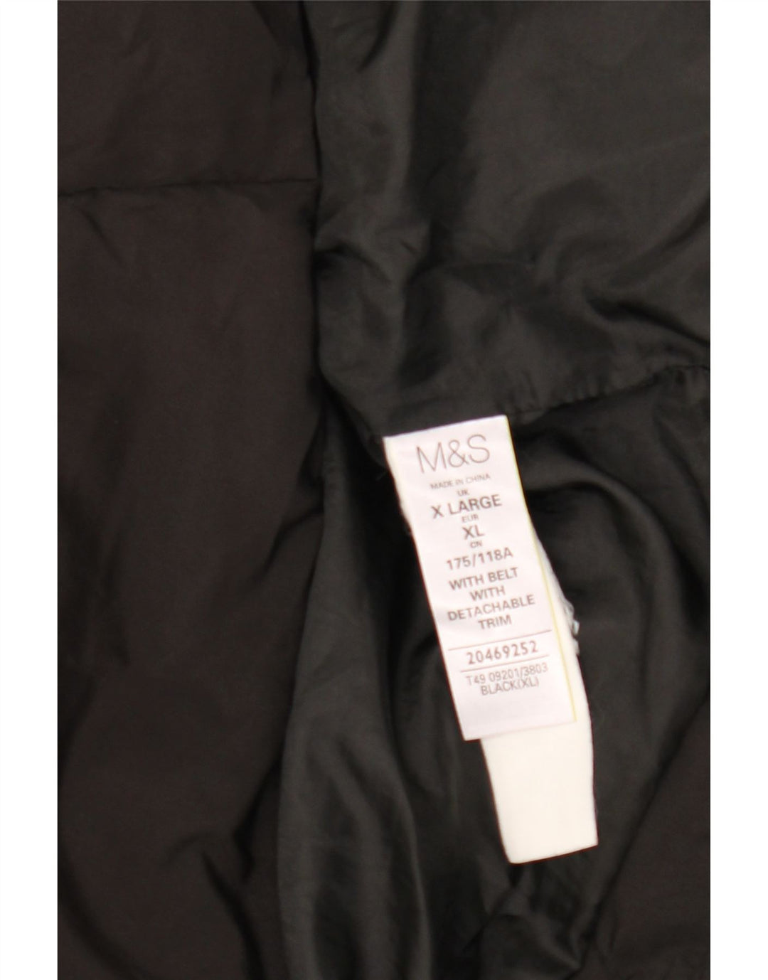 Marks & Spencer Damski ocieplany płaszcz z kapturem UK 18 XL, czarny poliester