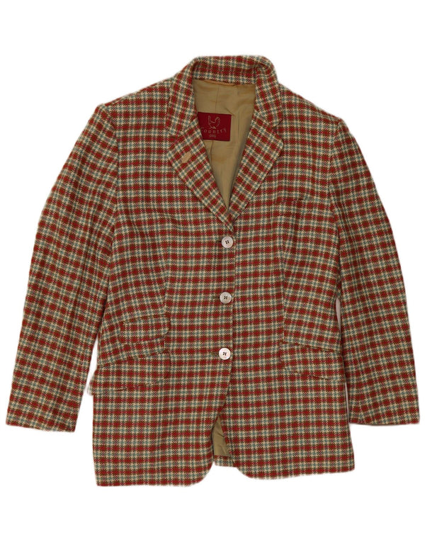 Country Womens 3 Button Blazer Jacket UK 14 Large Red Check