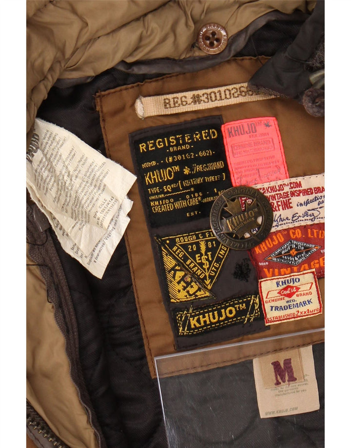 Damska kurtka wojskowa parka z kapturem KHUJO UK 14, średni brązowy poliester